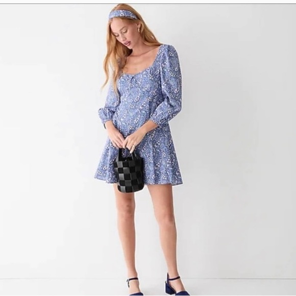 J.Crew Sweetheart long-sleeve mini dress in Liberty Bourton Bloom Floral Size 8 - Picture 2 of 8